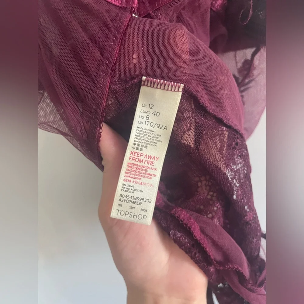 Topshop maroon floral Lace Bodysuit